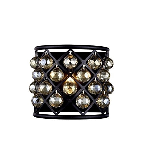 Elegant Lighting Madison 1-Light Wall Sconce, 11.5in x 10.5in, Alloy Steel, Glass, Wood, Crystal, Mocha Brown Finish, Model 1214W11