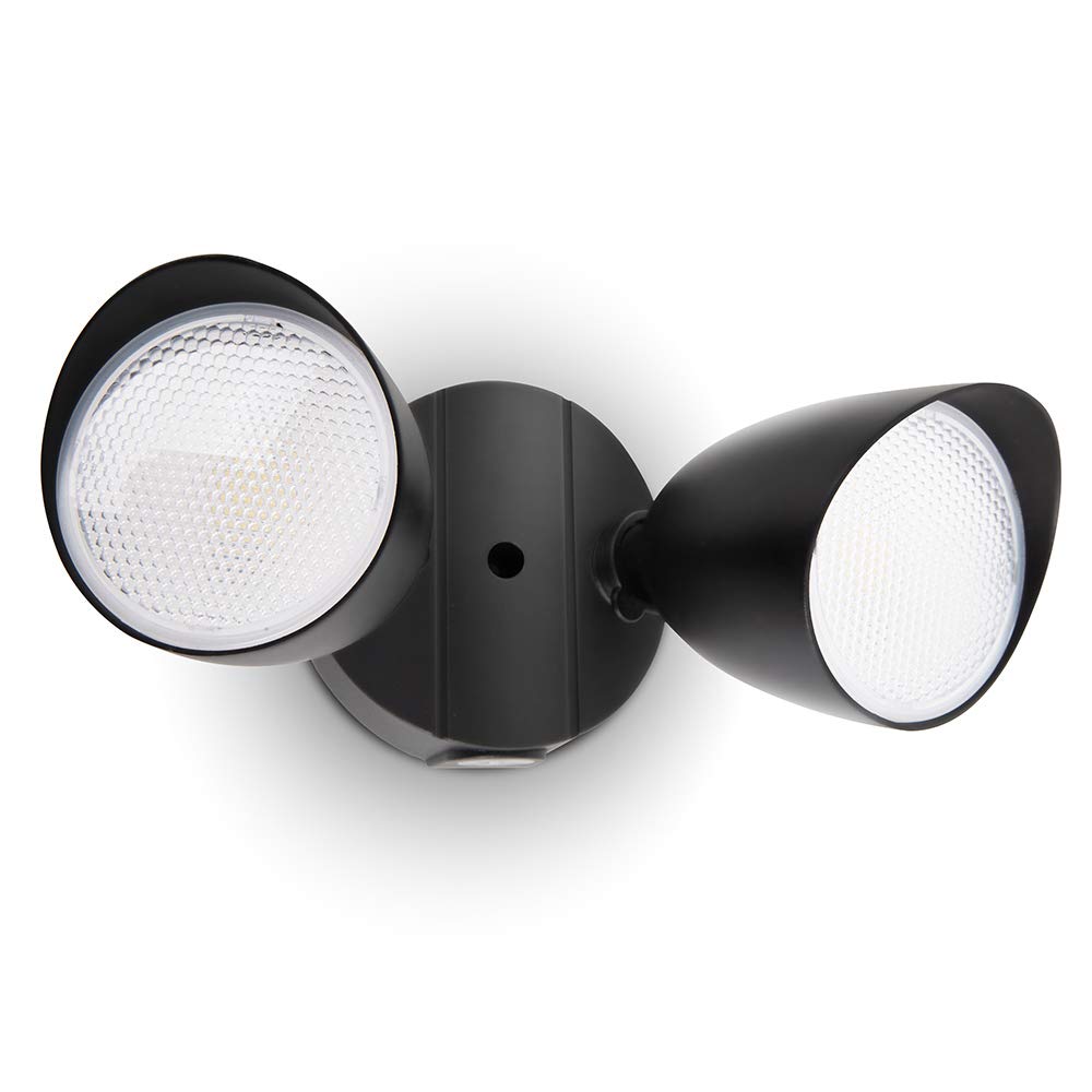 LUTEC Dual-Head Floodlight 2500 Lumen 32W Waterproof Outdoor Security Light 5000K Black Model 6222B