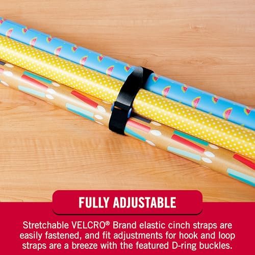 VELCRO Brand VEL-30792-AMS 15 Inch Elastic Straps 4 Pack | Stretchable and Adjustable for Snug Fit | Fasten Lumber, Yoga M...