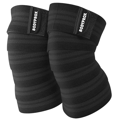 Bodyprox Knee Wrap 2 Pack for Squats, Weightlifting, Powerlifting, Leg Press, and Cross Training, Knee Support for Men and...