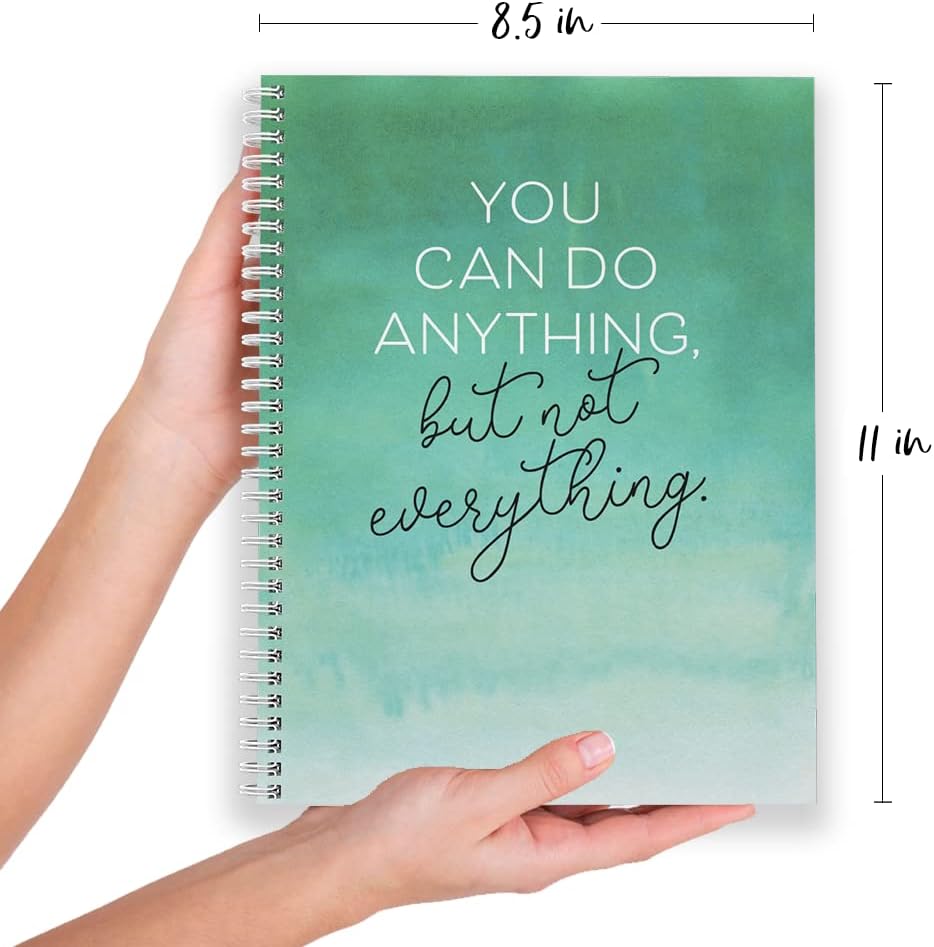 Softcover Not Everything 8.5" x 11" Motivational Spiral Notebook/Journal, 120 Checklist Pages, Durable Gloss Laminated Cover, White Wire-o Spiral. Made in the USA