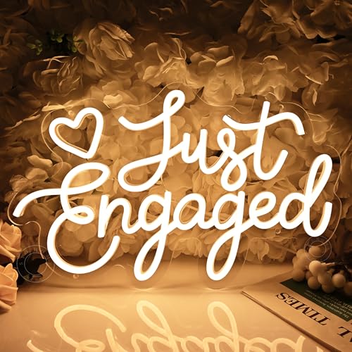SYLHOME Just Engaged Led Neon Light Sign Heart Wall Decor Sign Wedding Proposal Married Party Bridal Shower Engagement Bac...