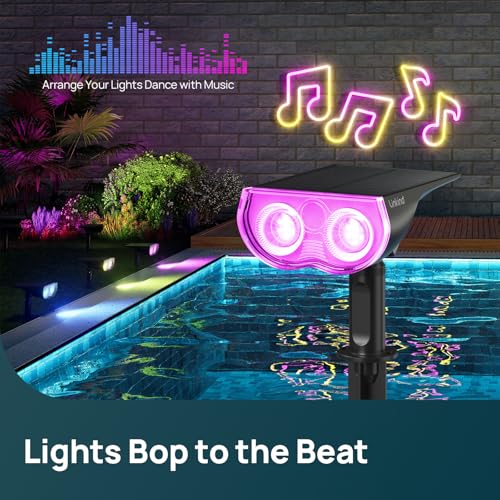 Linkind Smart Solar Spot Lights Outdoor SL5C, Solar Lights Outdoor Spotlight Cool/Warm White/Color Changing, APP/Voice Con...