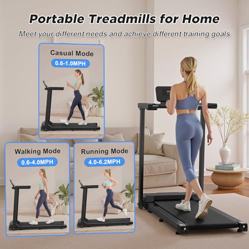 FANOFUN Folding Treadmill with Handles - 2.5HP Ultra-Quiet Electric Treadmill for Home, 300LBS Capacity, 12 Programs, Shoc...