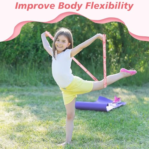 Soulchen 12 Sets Stretching Strap with 8 Loops for Kids Include 12 Storage Bags 12 Children Gymnastics Stretching Strap fo...