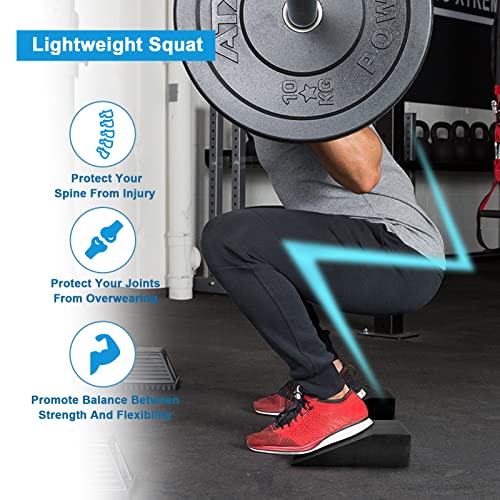 2 Pack Squat Wedge Blocks,Non Slip Professional Squat Ramp for Heel Elevated Squats Calf Raises Platform, Calf Stretcher, ...