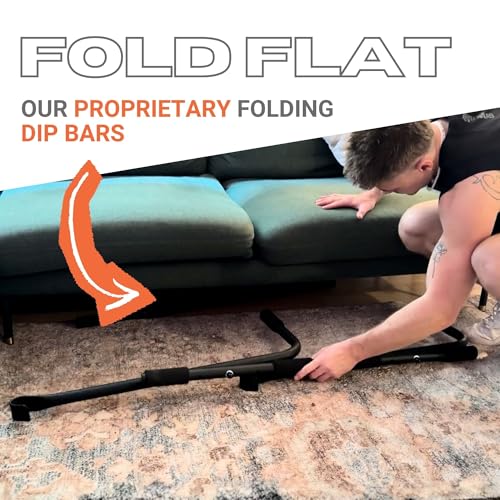 Folding Door Pullup Bar and Dip Bar Station - NO WOBBLE, Home Gym, Easy Storage, Power Tower Dip Station and Pull-up Bar f...