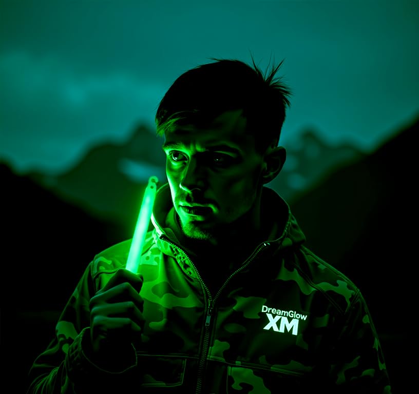 Dream Glow 12 Industrial Grade Glow Sticks, 6 Ultra Bright Emergency Light, Green, Lasts 12+ Hours, Perfect For Camping & Survival Kits