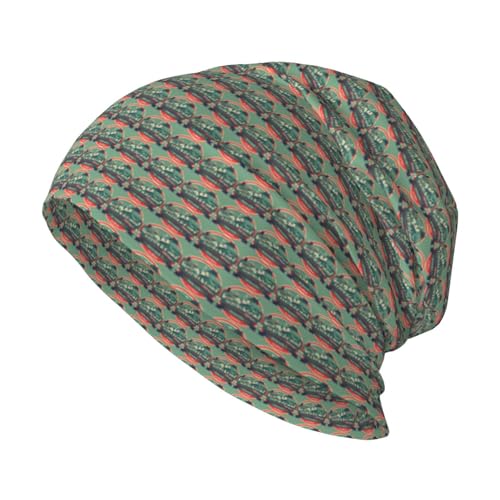 sackhg Scottish Retro Pattern Print Winter Beanie Hat Men Women Soft Lightweight Thermal Cap for Outdoor Skiing Wear Black