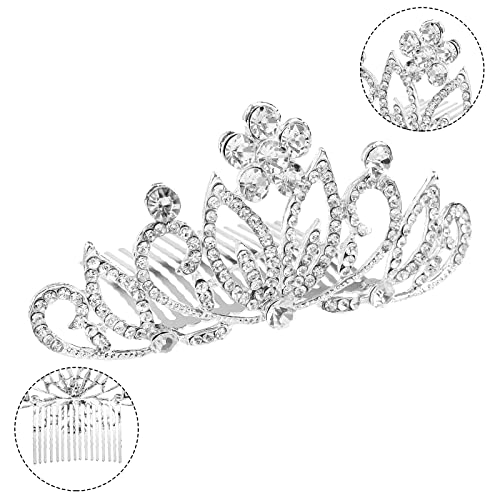Lyellfe 6 Pack Girls Tiara Crown, Silver Crystal Tiaras and Crowns with Comb, Elegant Princess Queen Rhinestone Headband H...