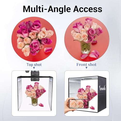 Photo Studio Light Box, Dimmable Shooting Tent Kit - 12"x12"x12" Foldable Lightbox with 120 LED (CRI 97), 6 Backdrops, 3 L...