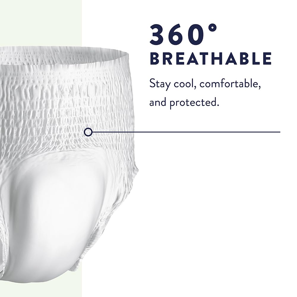 Prevail Per-Fit Daily Protective Underwear, Unisex Adult Disposable Diaper for Men& Women, Extra Absorbency, Large, 44""-58"" Waist, 80 Count Case, White