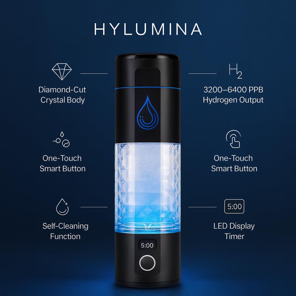 Hydrogen Water Bottle Generator – Upgrade 6400ppb H₂ – SPE/PEM Tech – Portable 9.5oz Molecular Hydrogen Water Machine – BPA-Free, Rechargeable – Gift for Husband, Wife, Family, Friends, Travel