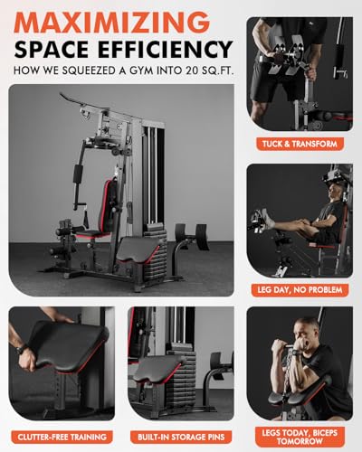 Mikolo Home Gym, Workout Station with 150LBS Weight Stack, Multifunctional Home Gym Equipment, Exercise Equipment for Full...