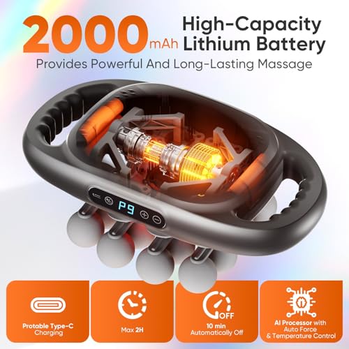 PEMUCEN 16 Head Massage Gun Deep Tissue, Quiet Back Massager for Pain Relief Deep Tissue with 9 Modes and 9 Intensities fo...