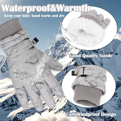 LPMOERA Kids Gloves Winter Toddler Snow Waterproof Gloves Kids Mittens For Boys Girls Ski Glove Warm Thermal Fleece