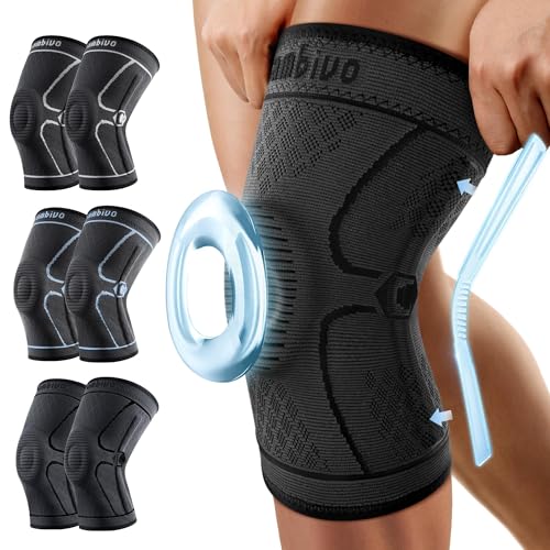 CAMBIVO Knee Brace for Men & Women, 2 Pack Knee Compression Sleeve for Knee Pain Relief, Knee Brace with Side Stabilizers...