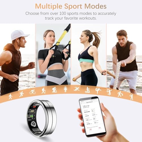 Fit Ring, Smart Health Rings for Women Men with Heart Rate,Blood Oxygen,HRV,Stress Level, Sleep Monitor, Step Tracker, No ...