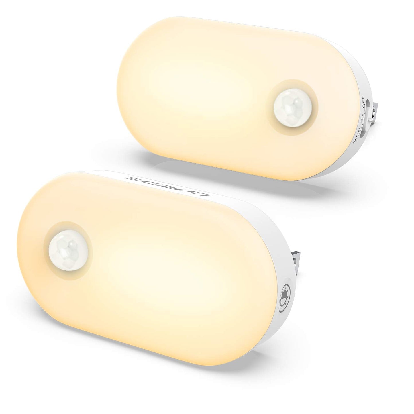 Lyridz Motion Sensor Night Light, 1-120LM Adjustable Brightness, Warm White, 2 Pack, Model A5117, Plastic