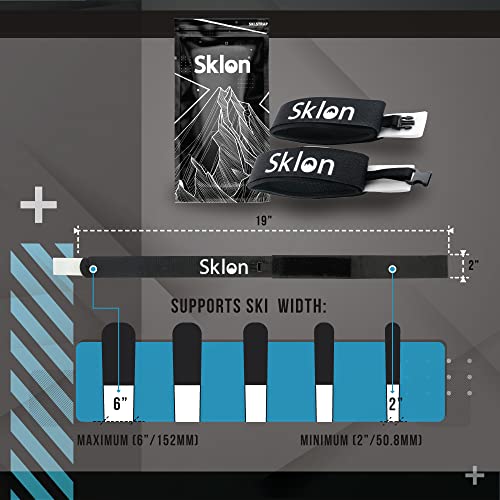 Sklon Ski Strap Fasteners - Rubber 2 Pack Carrier - Securely Transport Your Skis - Ski Accessories Great for Carrying Ski ...