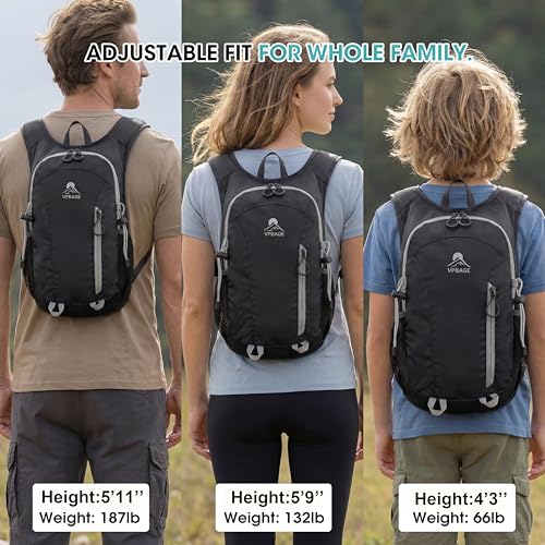 Foldable Small Hiking Backpack with 3 Strap Pockets – Lightweight 300D Spill-proof Daypack for Men Women – Packable Small ...