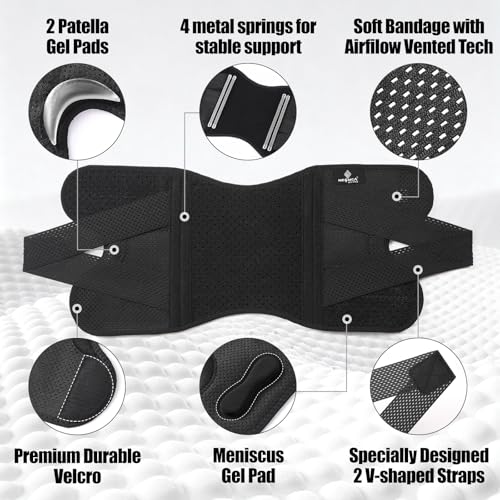 NEENCA Knee Brace for Knee Pain, Compression Knee Support with Air Mesh Fabric, Adjustable Knee Wrap with Side Stabilizer...