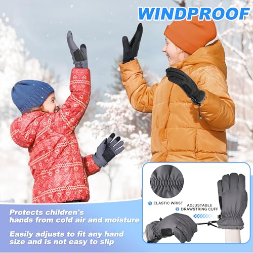 Sukeen Windproof Kids Winter Gloves, Soft Warm Touchscreen Anti-Slip Boys Winter Gloves for Kids Boys Girls Youth Snow Ski...