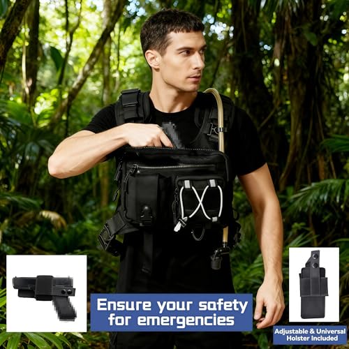 Sling Vest Chest Bag with 2L Water Bladder Gear Holster Running Vest Hydration Backpack Lightweight Adjustable Daypack Ref...