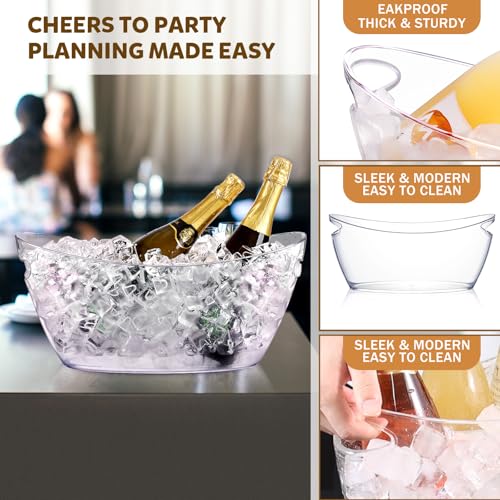 Ice Buckets for Parties, 2pcs Acrylic Champagne Beverage, Drinks Buckets Tub for Cocktail Bar, 5.5L Ice Bucket for Christm...