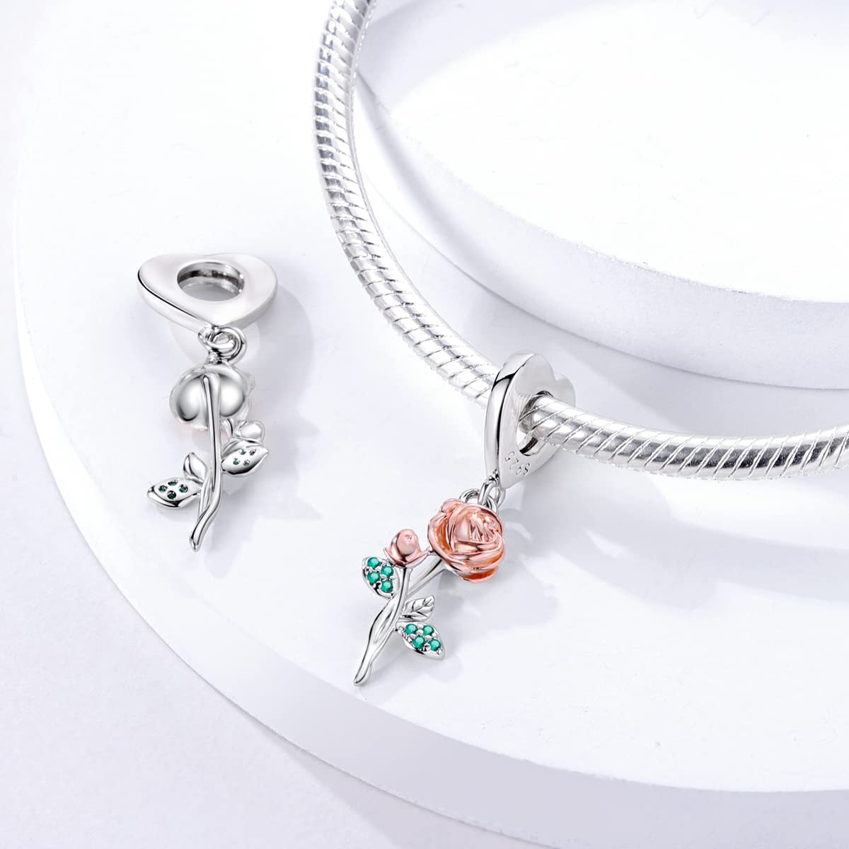 Parmuz 925 Sterling Silver Charms for Bracelet Necklace Mom Heart Love Dangle Charm Beads for Women Mother Grandmother Mothers D