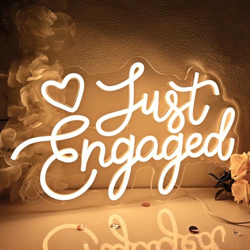 SYLHOME Just Engaged Led Neon Light Sign Heart Wall Decor Sign Wedding Proposal Married Party Bridal Shower Engagement Bac...