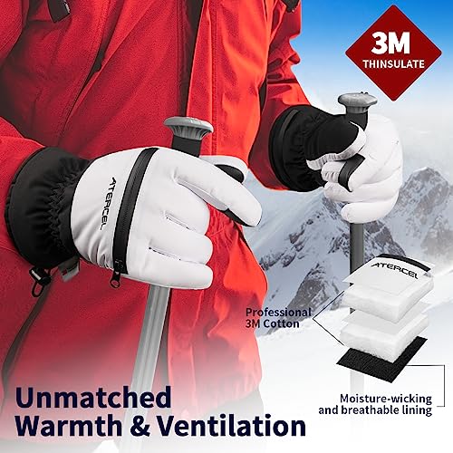 Waterproof Ski Gloves, Warm 3M Thinsulate Gloves, Touchscreen, for Men Women in Skiing, Snowboarding, Snowmobiling, Hiking