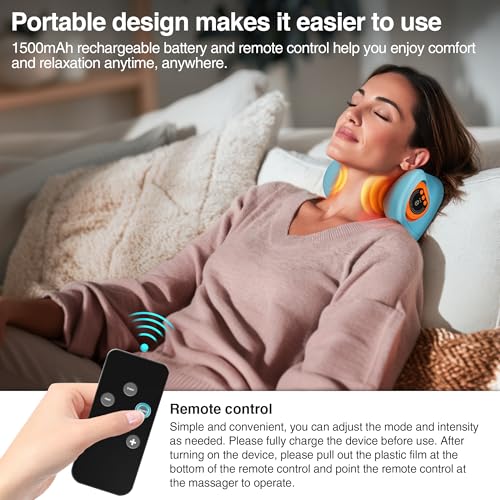Vzvvzp Neck Massager 2025, Neck Stretcher Cervical Traction with Heat, 3 Modes, Portable Massage Neck Hump Corrector for P...