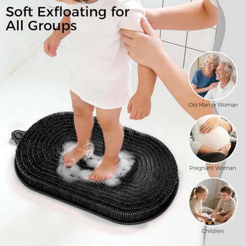 EaTubano Shower Foot Scrubber - XXL Large Silicone Bath Mat for Exfoliating & Massaging Feet in Shower, Non-Slip Suction C...