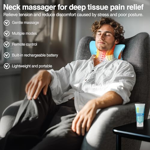 Vzvvzp Neck Massager 2025, Neck Stretcher Cervical Traction with Heat, 3 Modes, Portable Massage Neck Hump Corrector for P...
