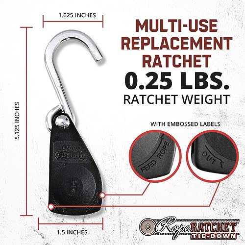 Rope Ratchet 1/4" Tie Down Pulley Hanger, Heavy Duty Locking Mechanism, Tightener for Shade Sails, Hammocks, Canopy Anchor...