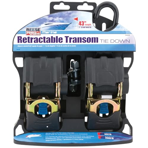 Reese Powersports 2060300 Retractable Transom Tie Down, 2 Inch x 43 Inch, 833 lbs. working load limit and 2,500 lbs. break...