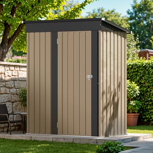 Devoko Outdoor Storage Shed 5 x 3 FT Lockable Metal Garden Shed Steel Anti-Corrosion Storage House with Single Lockable Do...