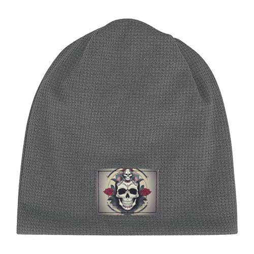 YANYU Skull Yoga Print Lightweight Waffle Pullover Hat Men Women Winter Headwear Outdoor Camping Travel