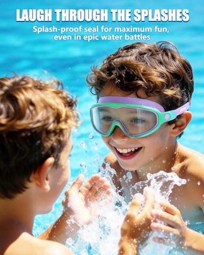 Aegend Swim Goggles for Kids Youth 3-14 - 2 Pack Wide Frame Anti-Fog Anti-UV Clear Vision Goggles for Swimming