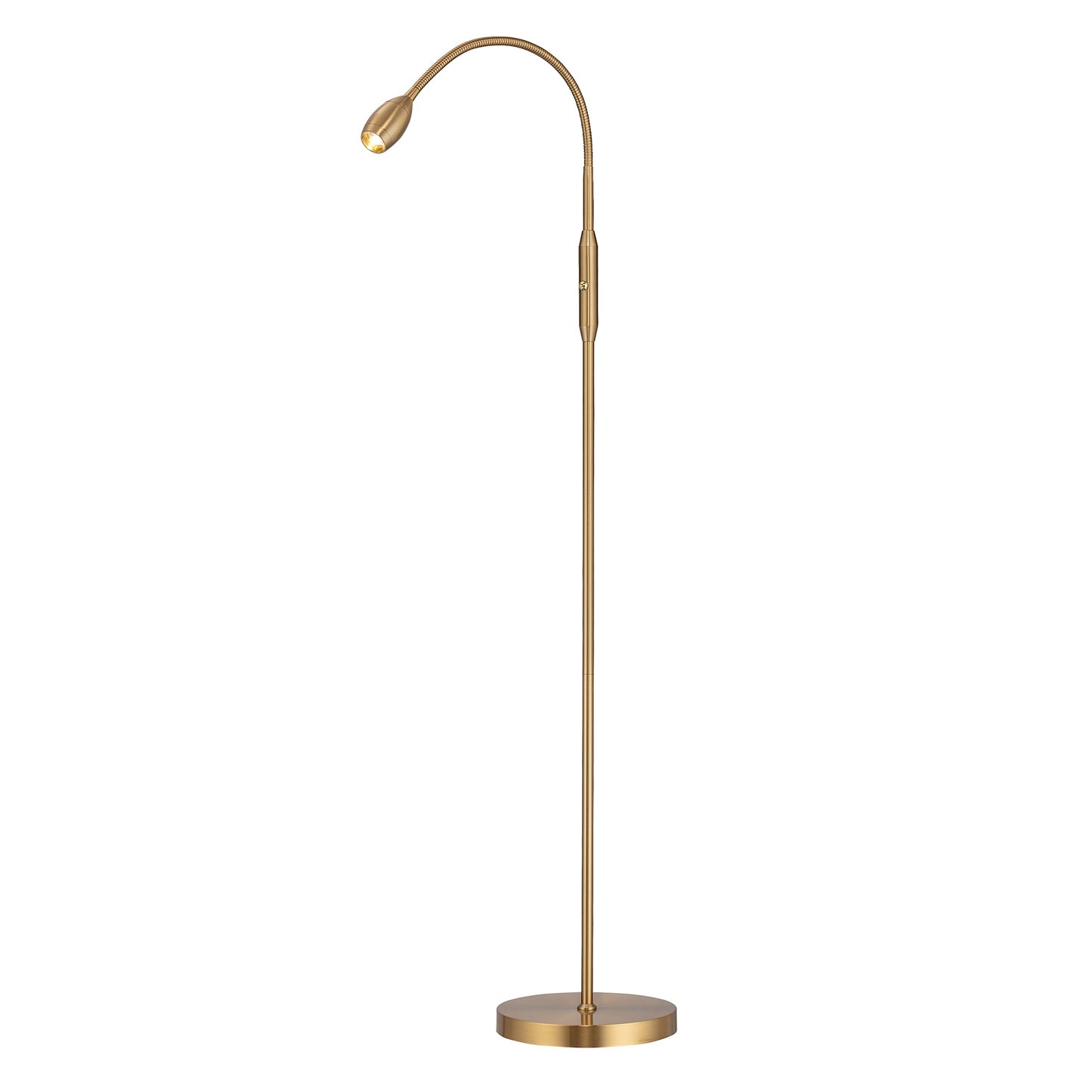 OBright Adjustable LED Beam Floor Lamp, Dimmable, Zoomable, Antique Brass, Flexible Gooseneck, Model OB-FL15M