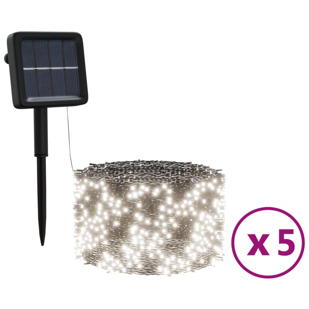 vidaXL Solar Fairy Lights, 5pcs 5x200 LEDs, Cold White, Solar-Powered, 39.4 x 0 inches, Model 328952, Indoor/Outdoor Use