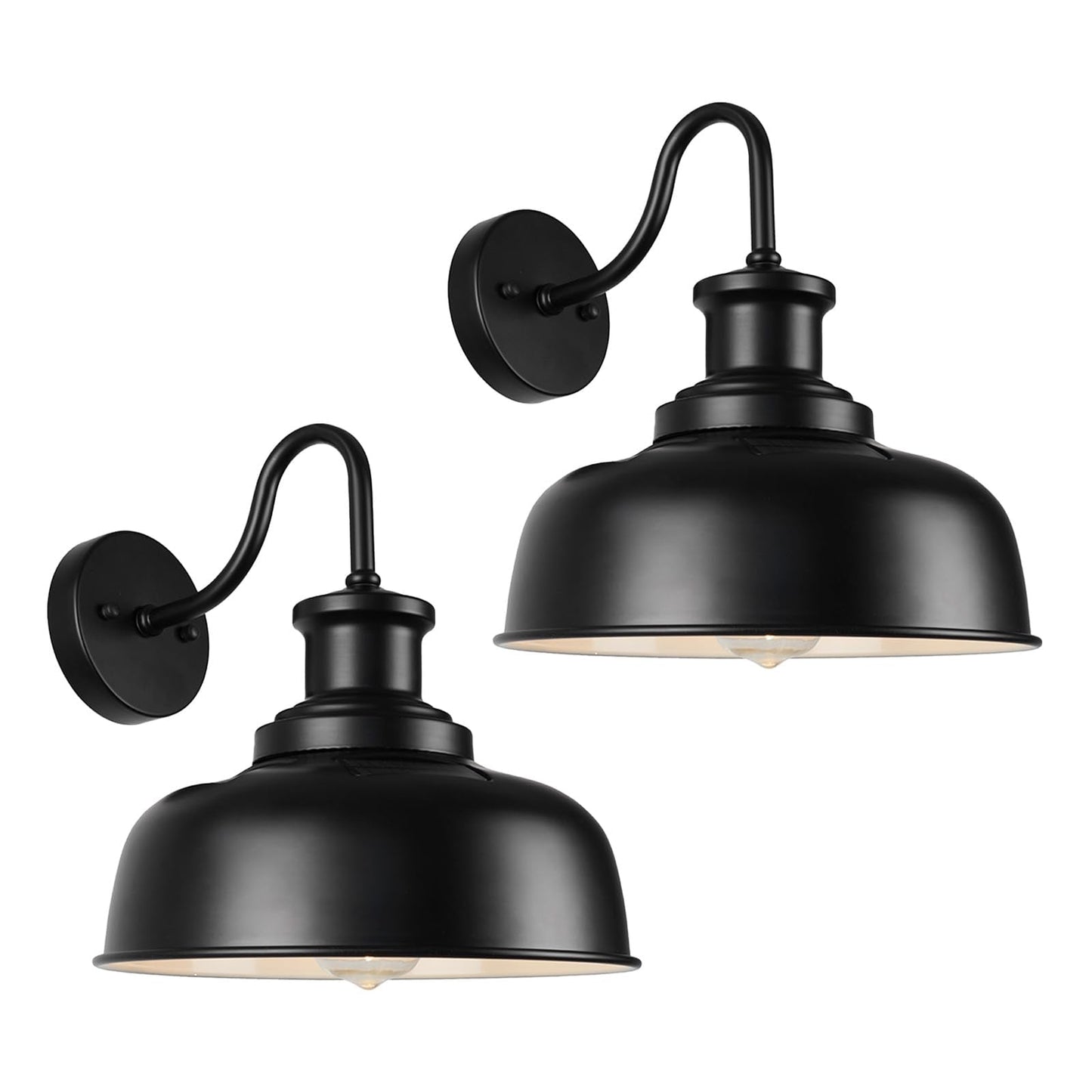 Diyel Solar Barn Lights For Outside  Gooseneck Outdoor Wall Lights Solar Powered  Farmhouse Exterior Wall Sconces  Industrial Exterior Lighting Fixture  Rustic Lantern For Garage  Barn  Shed Rzsr007-2