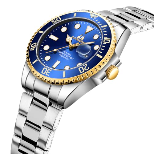 LN LENQIN Mens Watches Stainless Steel Waterproof Analog Quartz Watch for Men with Date Luminous Fashion Wristwatch
