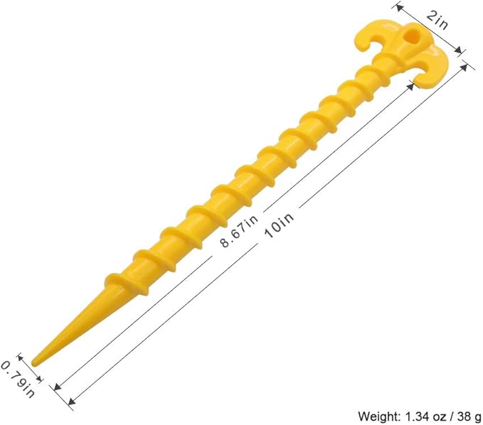 Canopy Stakes Canopy Anchors Beach Tent Stakes Heavy Duty Screw Shape 25 cm 10 inch - 8 Pack Yellow …