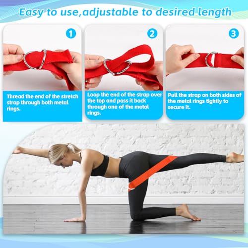 Extrapins 10 Pcs Yoga Strap for Stretching,8 Ft Exercise Adjustable Straps,Yoga Bands with Safe Adjustable D Ring Buckle,N...