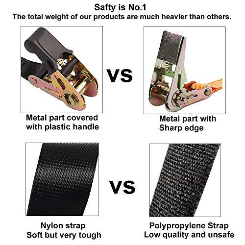 Endless Ratchet Tie Down Straps Heavy Duty Cargo Tie Downs, Sturdy Nylon Black Strap Down Ratcheting Securing Straps, Trac...