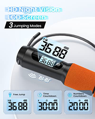 RENPHO Smart Jump Rope - APP Data Storage & Tracking & Analysis, Tangle-Free Jumping Rope for Men, Women, Skipping Rope wi...