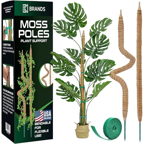 2 Pack 28'' Bendable Moss Pole Monstera Plant Support for Climbing Indoor Plants - Stakes for Potted Climbers - Tall Stick...