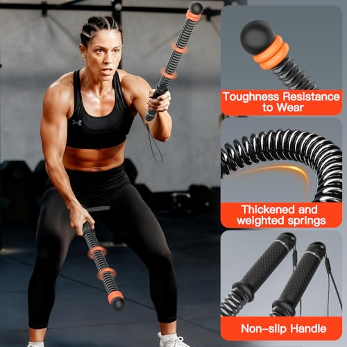 Ropeless Battle Ropes, Heavy Duty Workout Rope for Home Gym with Training Poster, Portable Arm Exerciser Rope for Strength...